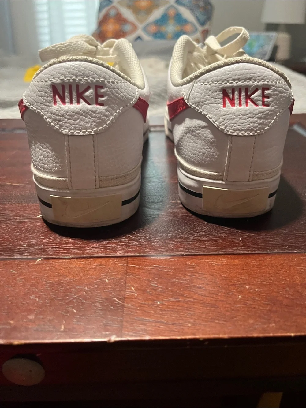Nike Court Legacy White Red Leather Sneakers Men’s Size 7 Good